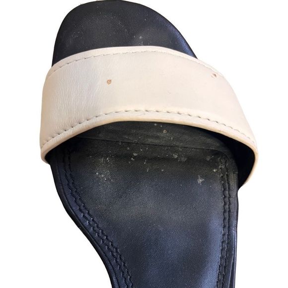 Tory Burch Tana Heel Sandal- Maison Black and Ivory Heel with Zip Back 45mm - Picture 4 of 8